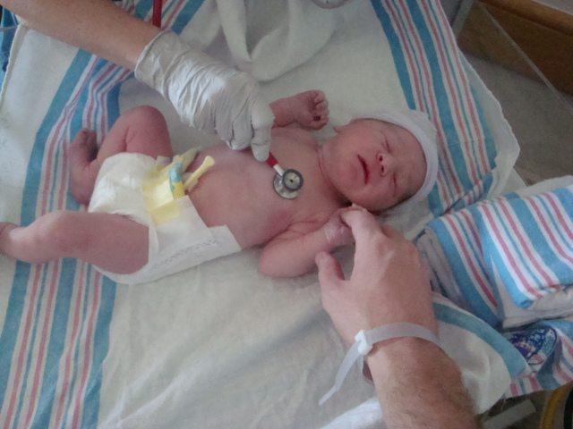 Emmett's Apgar test moments after birth.